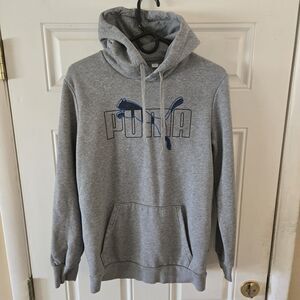 Puma Gray Hoodie Mens Size Small Athletic Casual Pullover Sweatshirt
